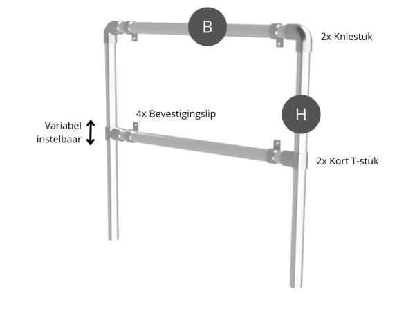 Reclameframe voor bord uit buis Ø 33,7 mm staal, gegalvaniseerd